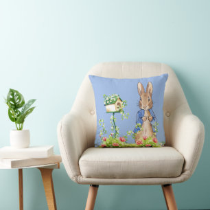 Peter the Rabbit in His Garden Throw Pillow