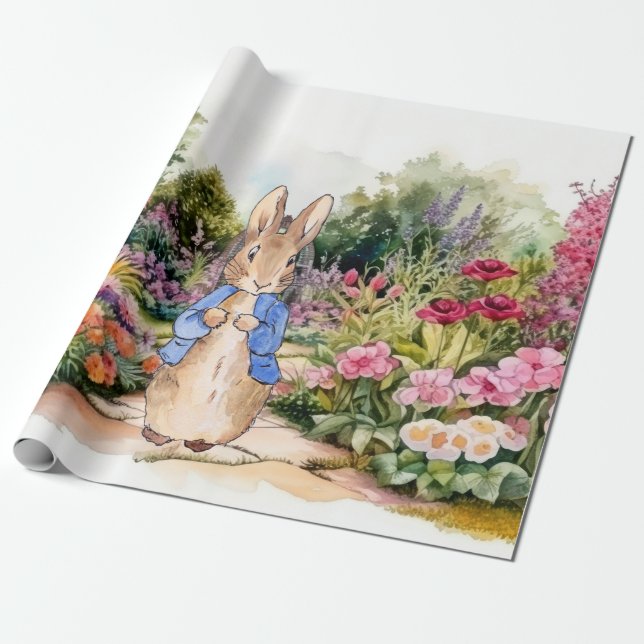 Peter the Rabbit in his garden Wrapping Paper (Unrolled)