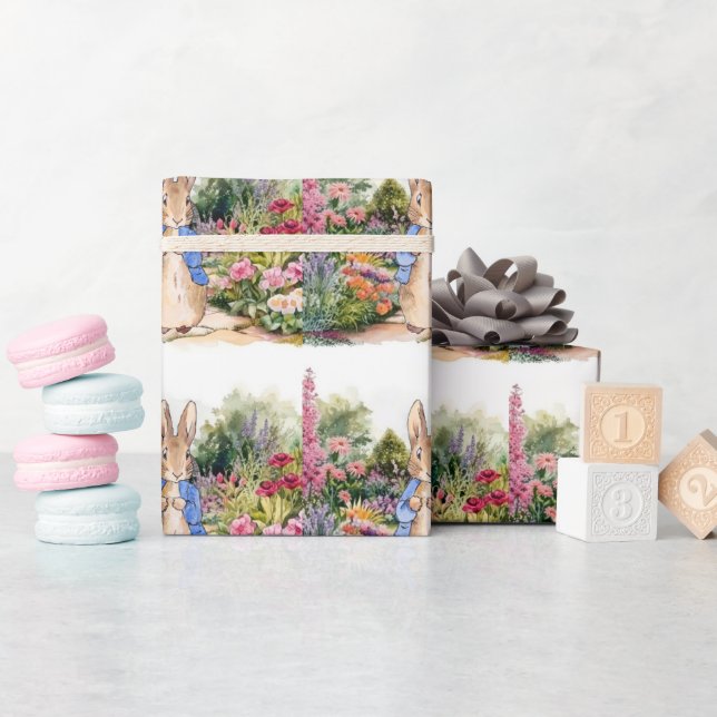 Peter the Rabbit in his garden  Wrapping Paper (Baby Shower)