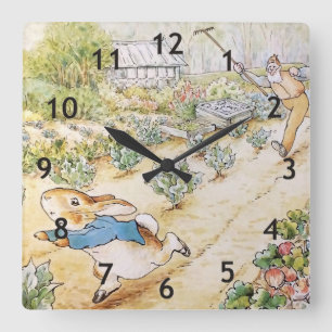 Peter the Rabbit in Mr Mc Gregor's Garden Square Wall Clock