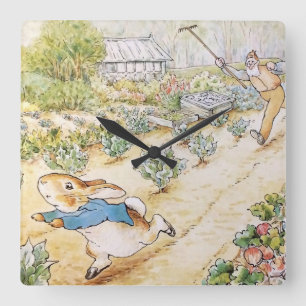 Peter the Rabbit in Mr Mc Gregor's Garden Square Wall Clock