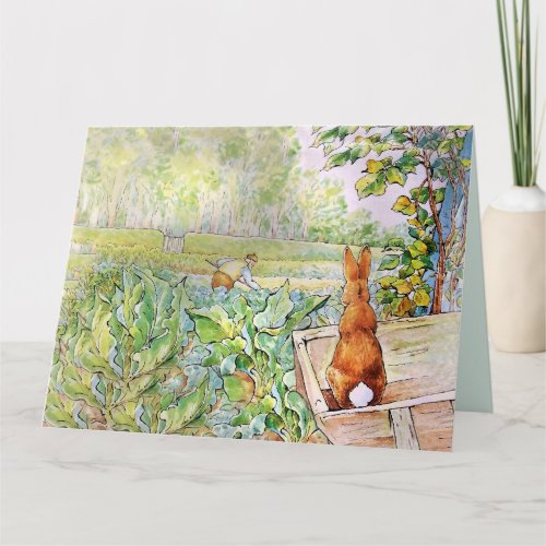 Peter the Rabbit in Mr Mc Gregors Vegie Garden   Card