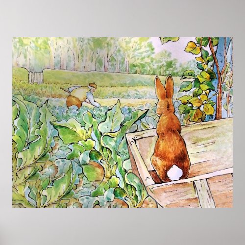 Peter the Rabbit in Mr Mc Gregors Vegie Garden   Poster