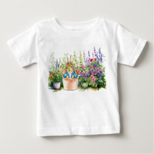 Peter the Rabbit in pot plant in his garden  Baby T-Shirt