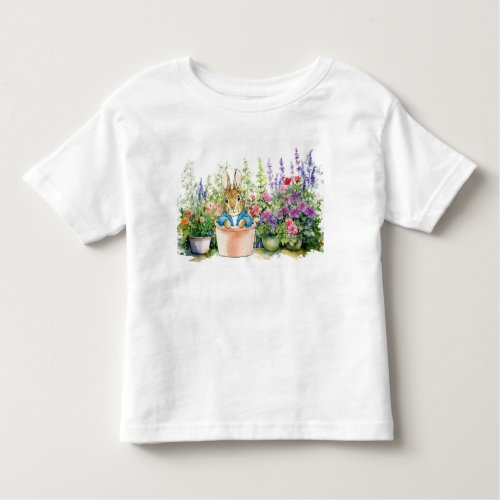 Peter the Rabbit in pot plant in his garden  Toddler T_shirt