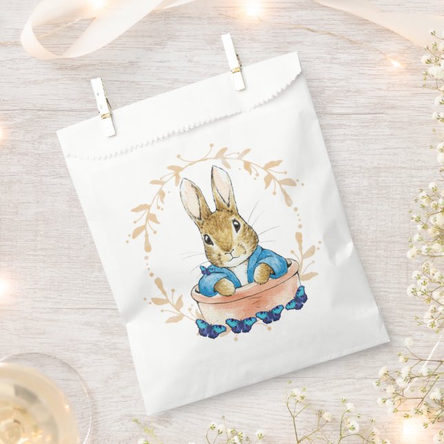 Peter the Rabbit in Pot with Blue Butterflies   Favor Bag (Clipped)
