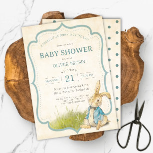 Peter The Rabbit Is On The Way Vintage Baby Shower Invitation