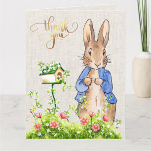 Peter the Rabbit Linen Background Thank You Card