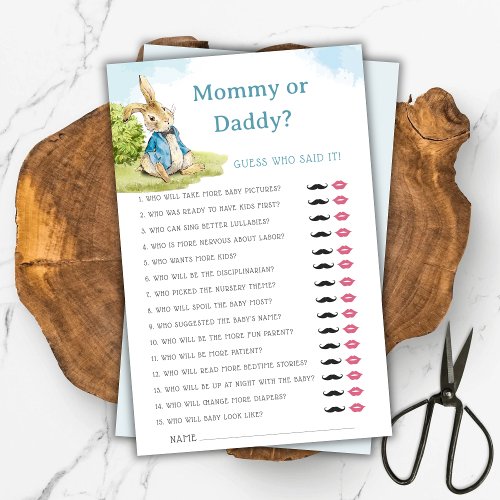 Peter The Rabbit Mommy or Daddy Baby Shower Game
