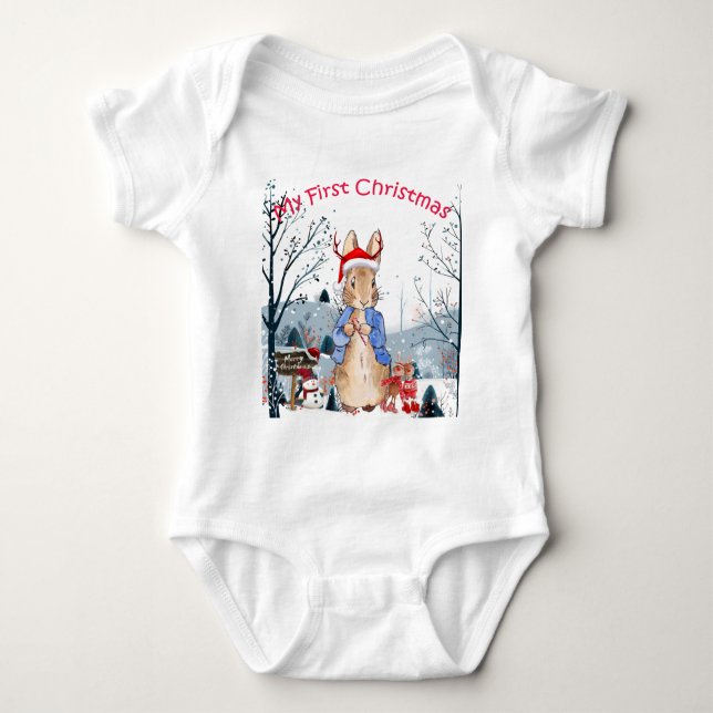 Peter the Rabbit My First Christmas Baby Bodysuit (Front)
