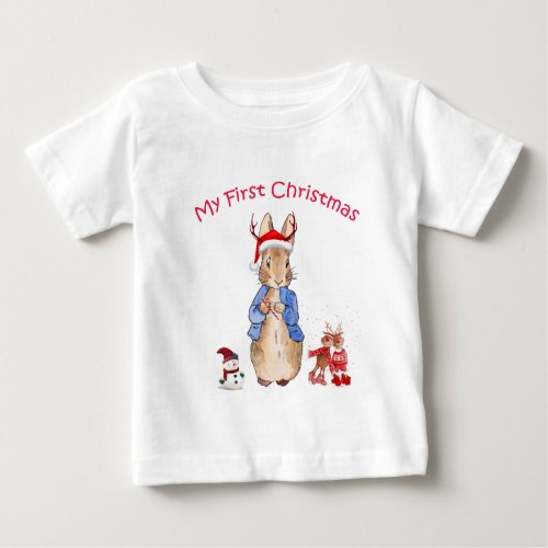 Peter the Rabbit My First Christmas  Baby T_Shirt