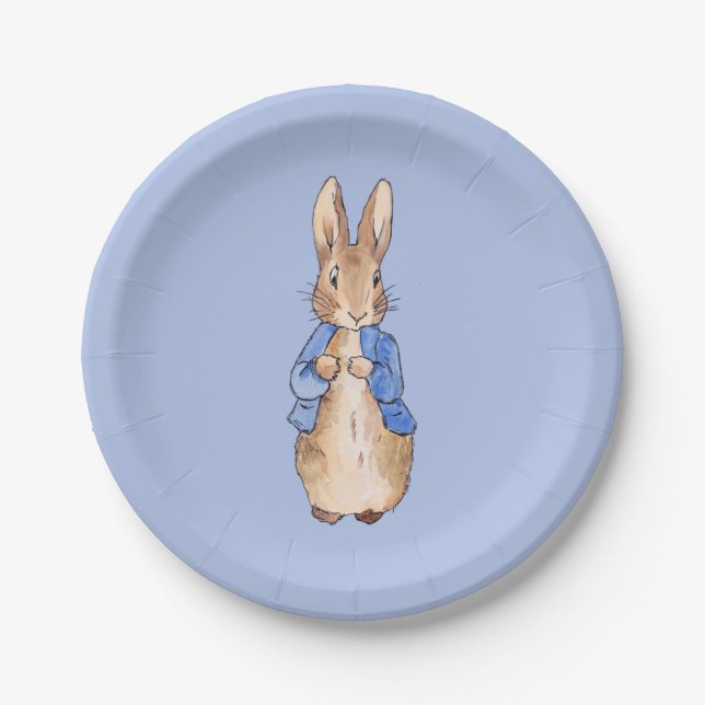 Peter the Rabbit on Blue Background    Paper Plates (Front)