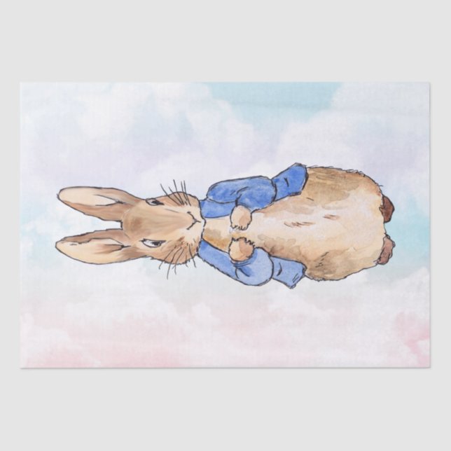 Peter the rabbit pastel blue and pink clouds tissue paper (Front)