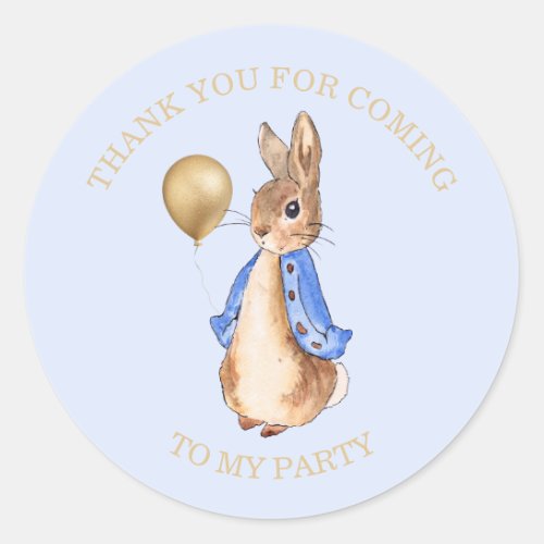 Peter the Rabbit pastel blue background  Classic Round Sticker