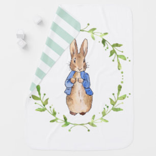 Peter the Rabbit Pastel Green Stripe on Reverse Baby Blanket