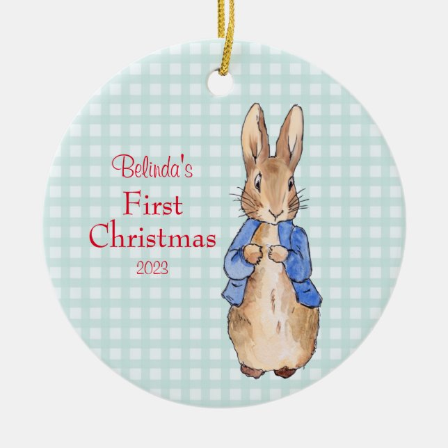 Peter the Rabbit Personalize First Christmas Ceramic Ornament (Front)