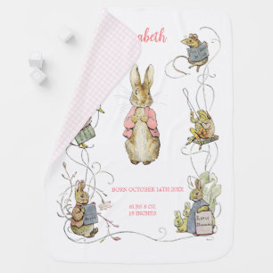 Peter the Rabbit Personalized Birth Stats Baby Blanket