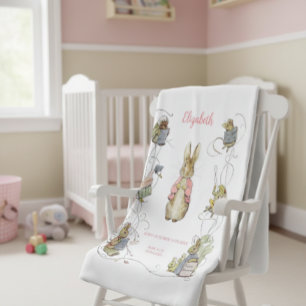 Peter the Rabbit Personalized Birth Stats Baby Blanket
