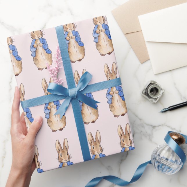 Peter the Rabbit Pink Background Wrapping Paper (Gifting)