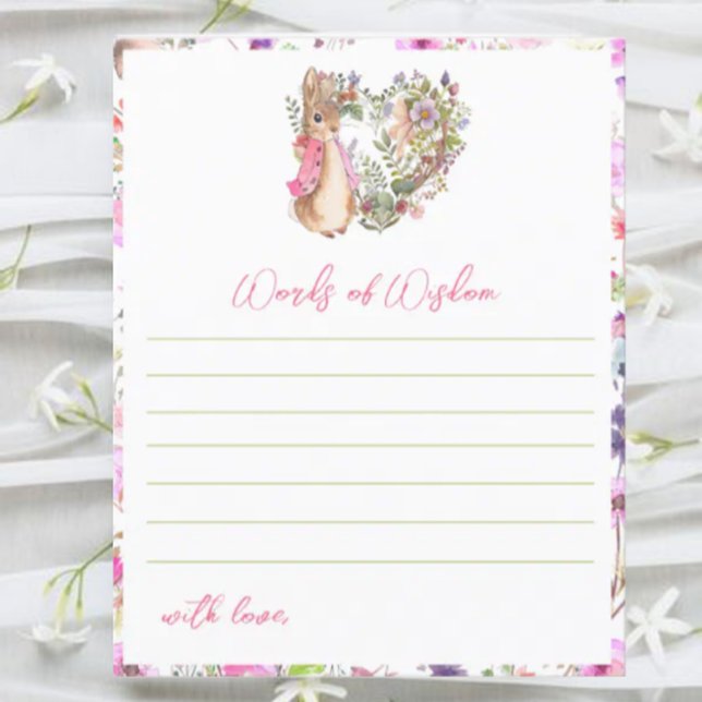 Peter the Rabbit Pink Floral Baby Shower Advice (Creator Uploaded)