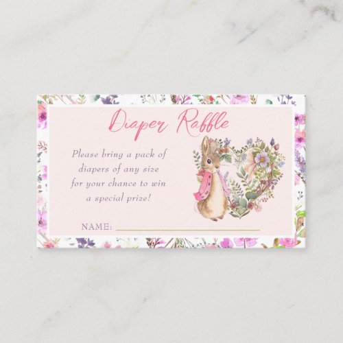 Peter the Rabbit Pink Floral Girl  Baby Shower Enc Enclosure Card