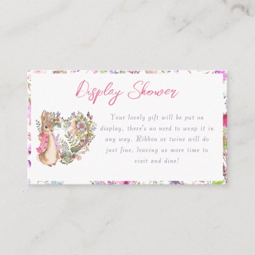 Peter the Rabbit Pink Floral Girl Baby Shower Enclosure Card