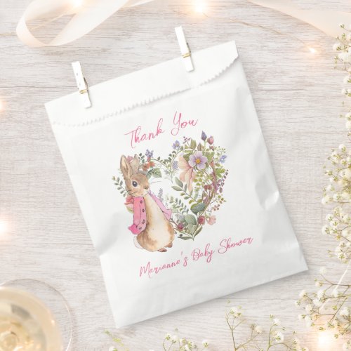 Peter the Rabbit Pink Floral Girl Baby Shower Favor Bag