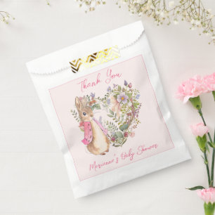 Peter the Rabbit Pink Floral Girl Baby Shower Favor Bag