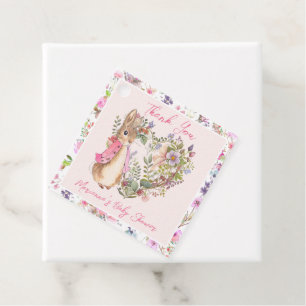 Peter the Rabbit Pink Floral Girl Baby Shower Favor Tags