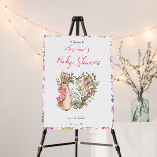 Peter the Rabbit Pink Floral Girl Baby Shower Foam Board