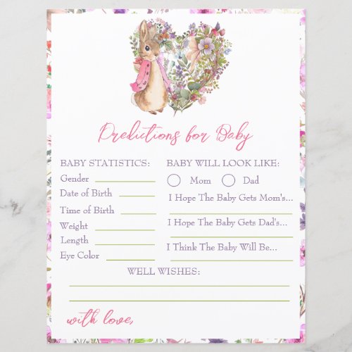 Peter the Rabbit Pink Floral Girl Baby Shower Game