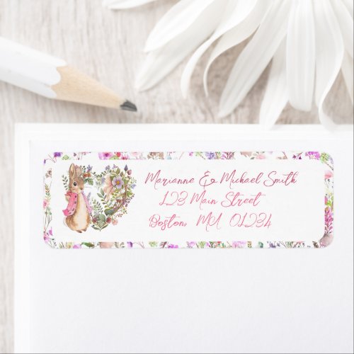 Peter the Rabbit Pink Floral Girl Baby Shower Label