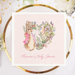 Peter the Rabbit Pink Floral Girl Baby Shower Napkins