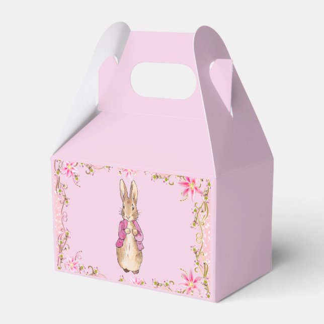 Peter the Rabbit Pink jacket Floral Frame  Favor Boxes (Front Side)