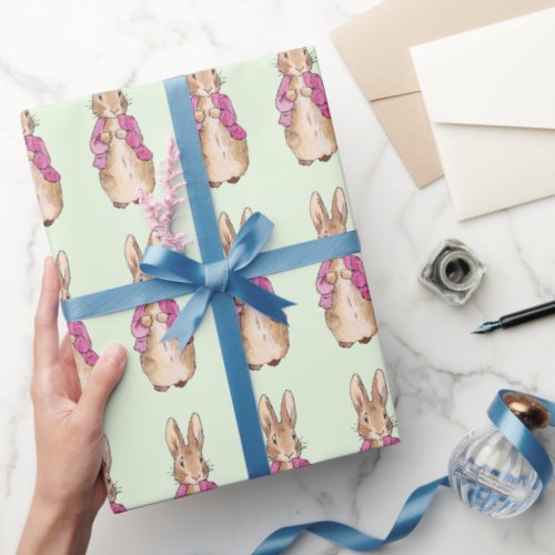 Peter the Rabbit Pink jacket Floral Frame Wrapping Paper