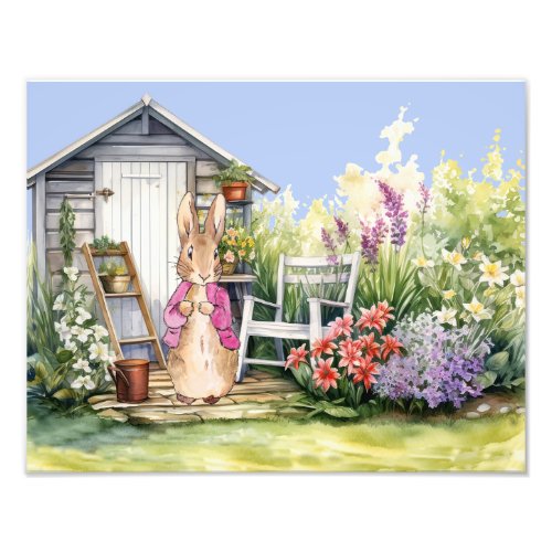 Peter the Rabbit Pink Jacket Garden Shed Photo Print