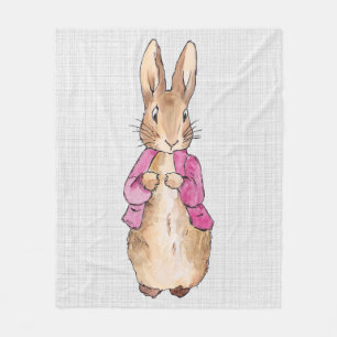 Peter the Rabbit Pink Jacket Gray Linen Fleece Blanket