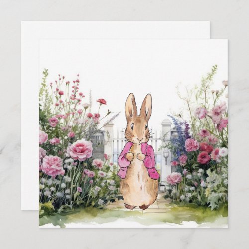 Peter the Rabbit Pink Jacket in his Garden Card