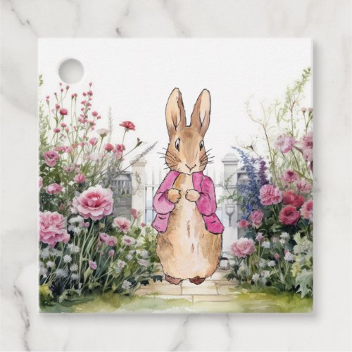 Peter the Rabbit Pink Jacket in his Garden Favor Tags