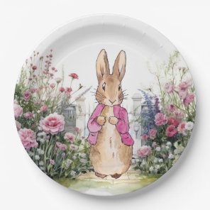 Peter the Rabbit Pink Jacket in his Garden Paper Plates
