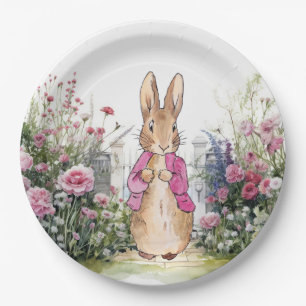 Peter the Rabbit Pink Jacket in his Garden Paper Plates