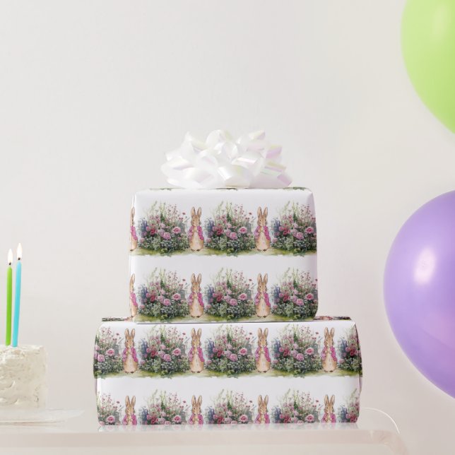 Peter the Rabbit Pink Jacket in his Garden Wrapping Paper (Party Gifts)