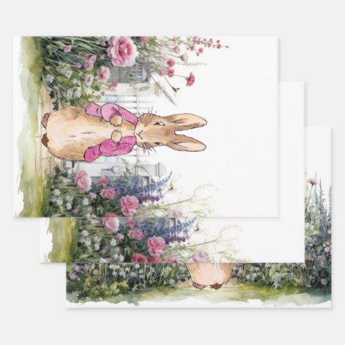 Peter the Rabbit Pink Jacket in his Garden Wrapping Paper Sheets