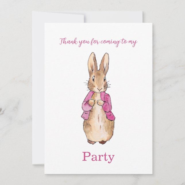 Peter the Rabbit Pink jacket Thank you Invitation (Front)