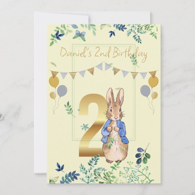 Peter the Rabbit Second Birthday Invitation (Front)