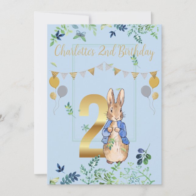 Peter the Rabbit Second Birthday Invitation (Front)