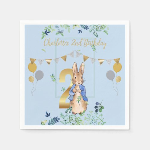 Peter the Rabbit Second Birthday Invitation Napkins