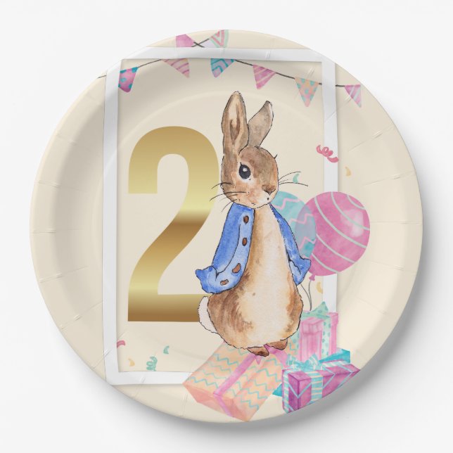 Peter the Rabbit Second Birthday Paper Plates (Front)