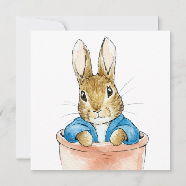 Peter the Rabbit Sitting in a Plant Pot Card (Front)
