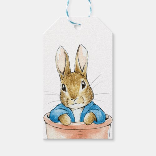 Peter the Rabbit Sitting in a Plant Pot  Gift Tags